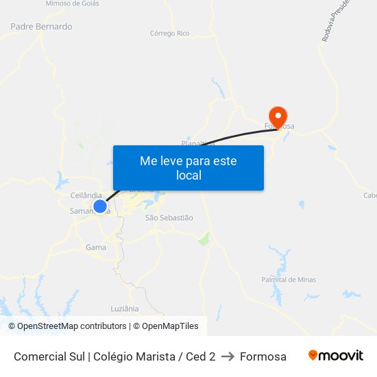 Comercial S. | Colégio Marista / CED 2 to Formosa map