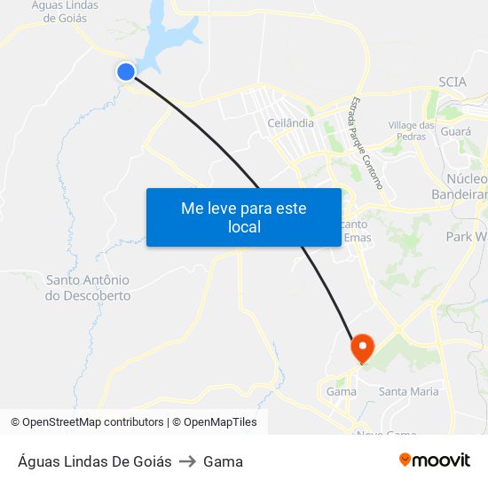 Águas Lindas De Goiás to Gama map