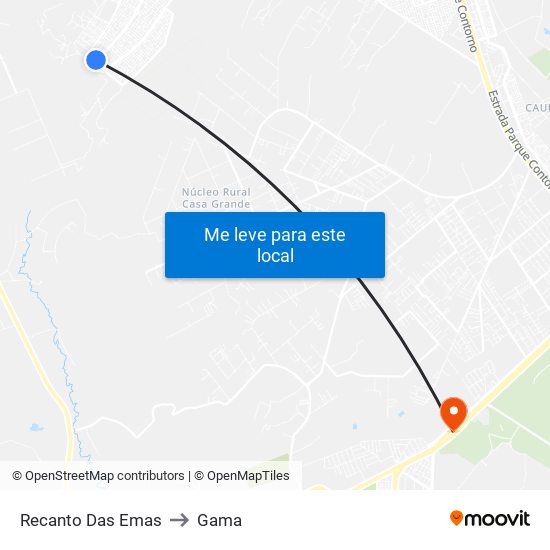 Recanto Das Emas to Gama map