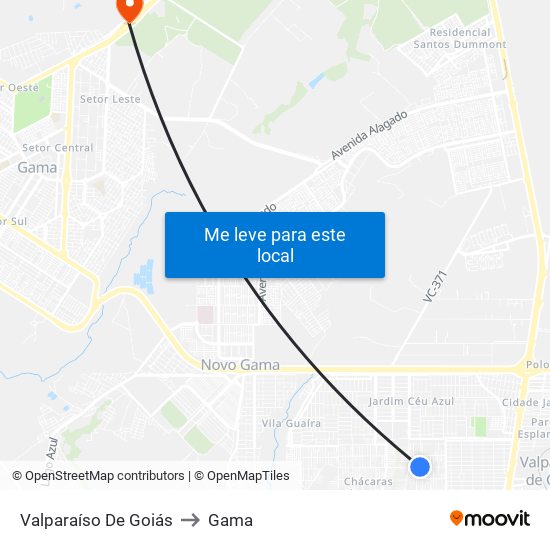 Valparaíso De Goiás to Gama map