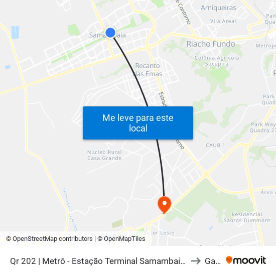 Qr 202 | Metrô - Estação Terminal Samambaia (Lado Oposto) to Gama map