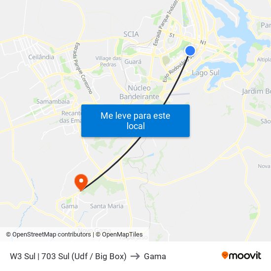 W3 Sul | 703 Sul (UDF / Big Box) to Gama map