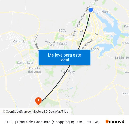 EPTT | Ponte do Bragueto (Shopping Iguatemi) to Gama map