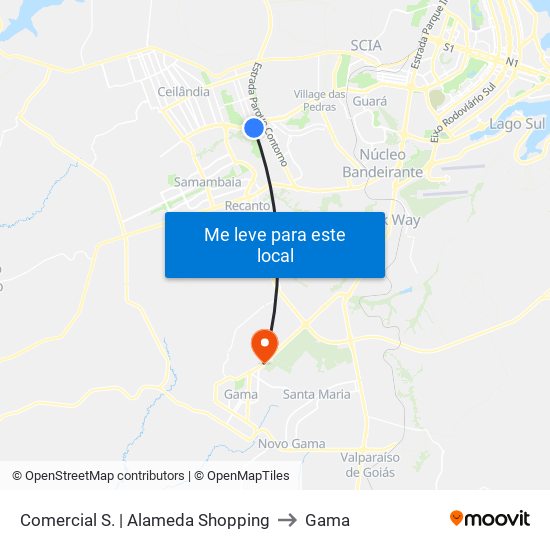 Comercial S. | Alameda Shopping to Gama map