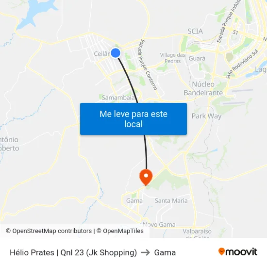 Hélio Prates | Qnl 23 (Jk Shopping) to Gama map