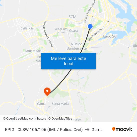 EPIG | CLSW 105/106 (IML / Polícia Civil) to Gama map