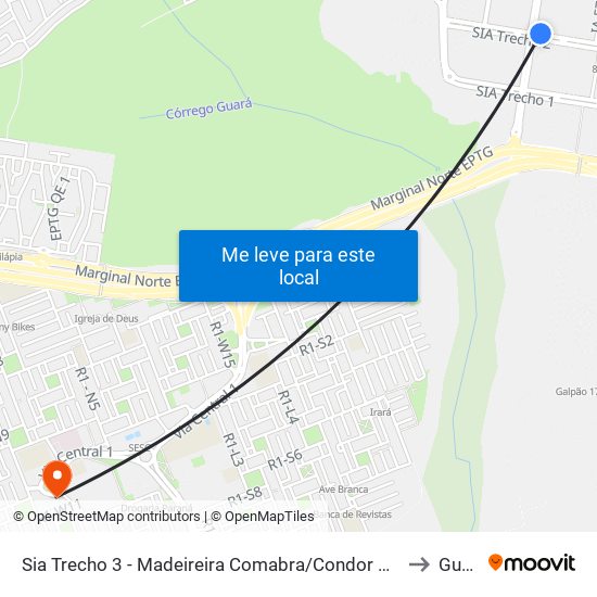 Sia Trecho 3 - Madeireira Comabra/Condor Atacadista to Guará map
