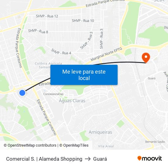 Comercial S. | Alameda Shopping to Guará map