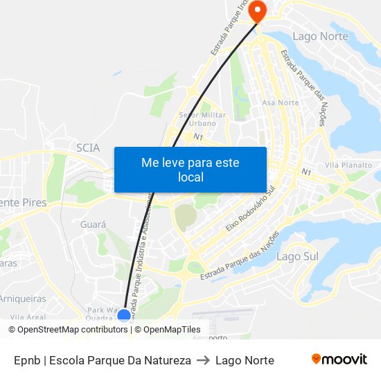 Epnb | Escola Parque Da Natureza to Lago Norte map