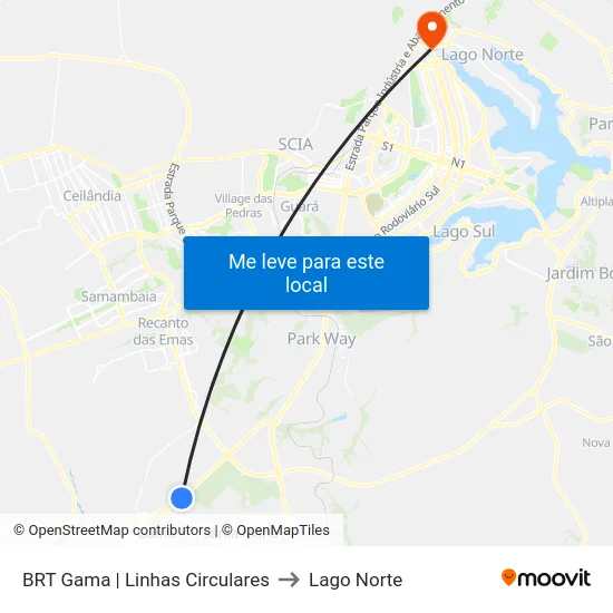 BRT Gama | Linhas Circulares to Lago Norte map