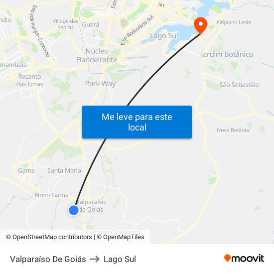Valparaíso De Goiás to Lago Sul map