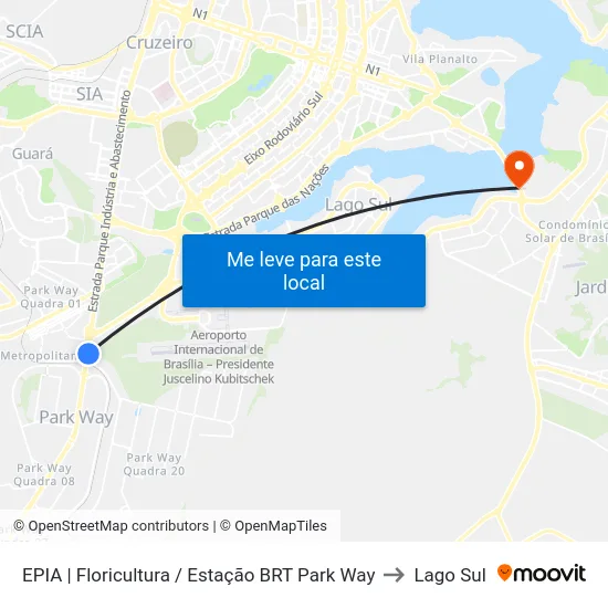 EPIA | Floricultura / Estação BRT Park Way to Lago Sul map