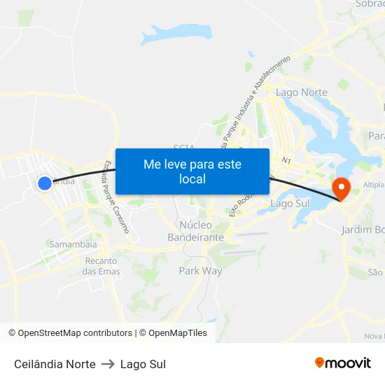 Ceilândia Norte to Lago Sul map