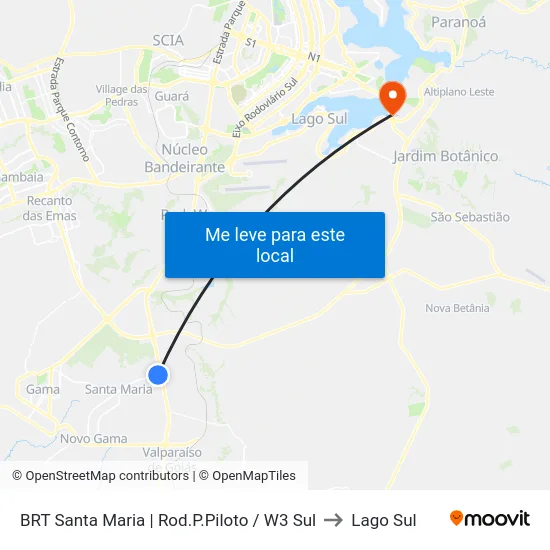 BRT Santa Maria | Rod.P.Piloto / W3 Sul to Lago Sul map