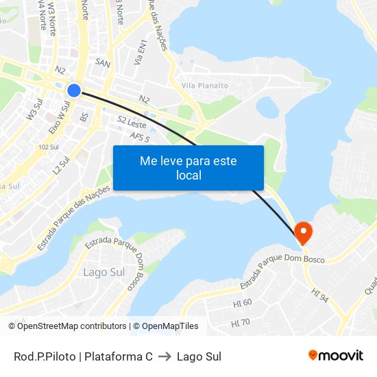 Rod.P.Piloto | Plataforma C to Lago Sul map