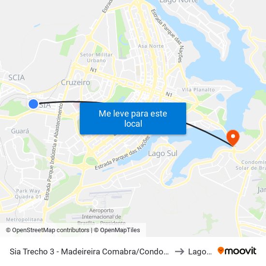 SIA Tr. 3 | Mundo dos Filtros / Hospfar / SEBRAE to Lago Sul map