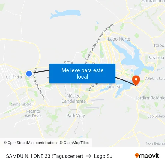 SAMDU N. | QNE 33 (Taguacenter) to Lago Sul map