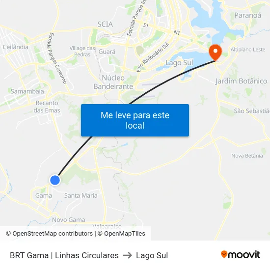BRT Gama | Linhas Circulares to Lago Sul map