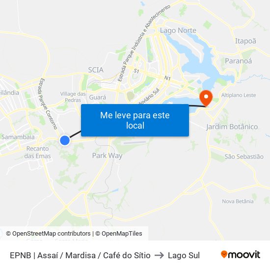 EPNB | Assaí / Mardisa / Café do Sítio to Lago Sul map