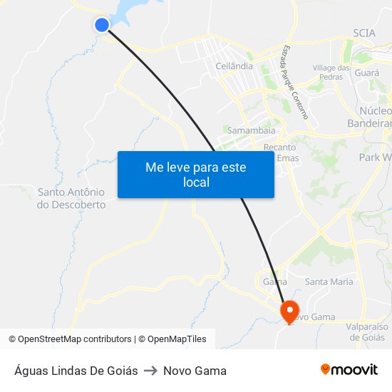 Águas Lindas De Goiás to Novo Gama map