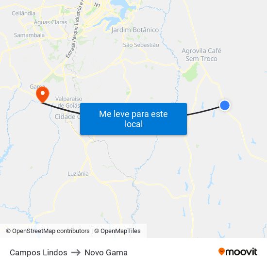 Campos Lindos to Novo Gama map