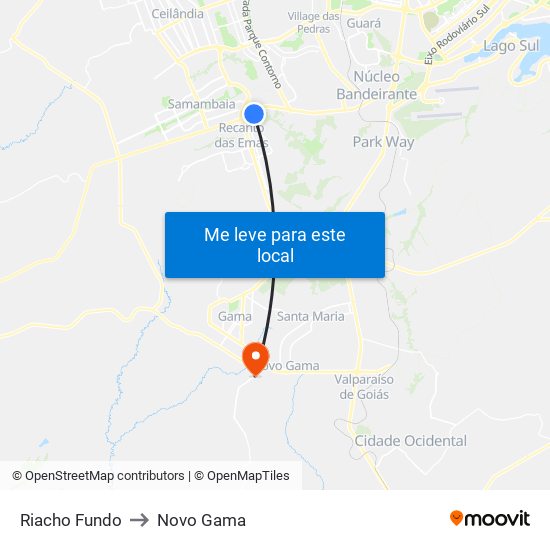 Riacho Fundo to Novo Gama map