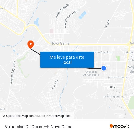 Valparaíso De Goiás to Novo Gama map