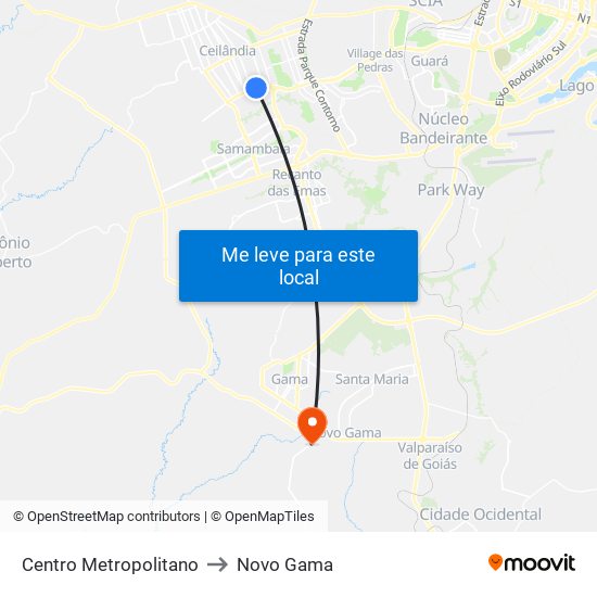 Centro Metropolitano to Novo Gama map