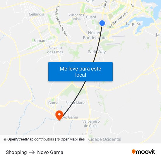 Shopping to Novo Gama map