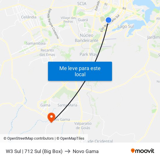 W3 Sul | 712 Sul (Big Box) to Novo Gama map