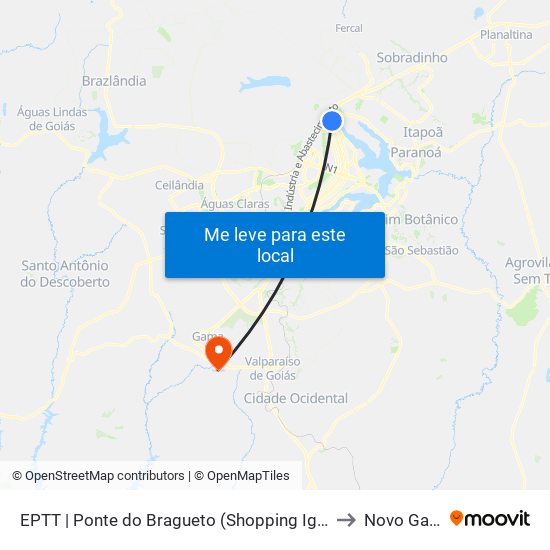 EPTT | Ponte do Bragueto (Shopping Iguatemi) to Novo Gama map