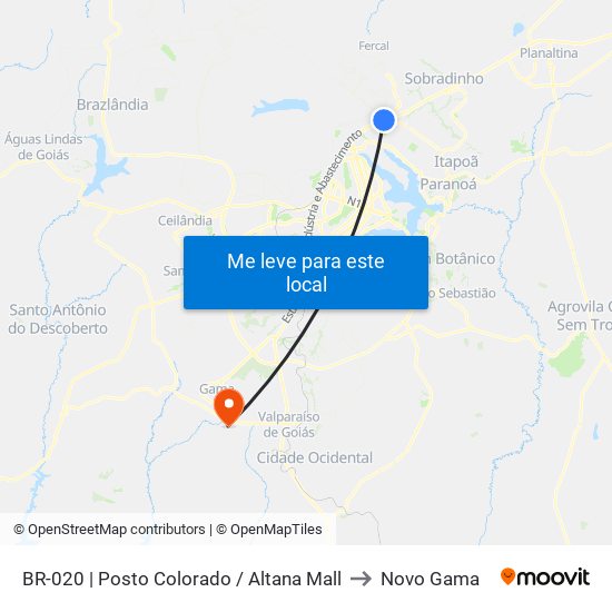 BR-020 | Posto Colorado / Altana Mall to Novo Gama map