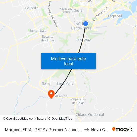 Marginal EPIA Sul | Petz / Premier Nissan & Renault to Novo Gama map