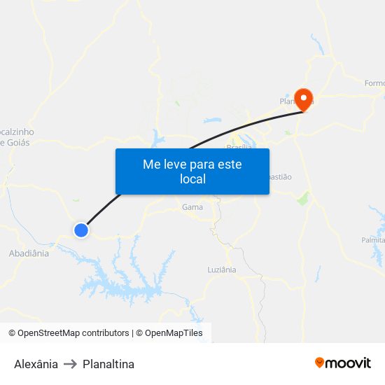 Alexânia to Planaltina map