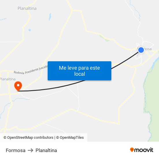 Formosa to Planaltina map