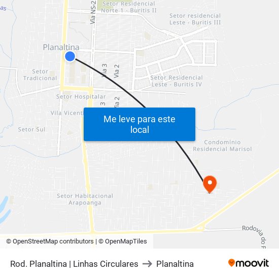 Rod. Planaltina | Linhas Circulares to Planaltina map