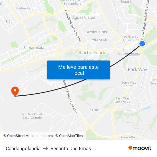 Candangolândia to Recanto Das Emas map