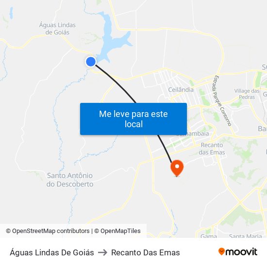 Águas Lindas De Goiás to Recanto Das Emas map