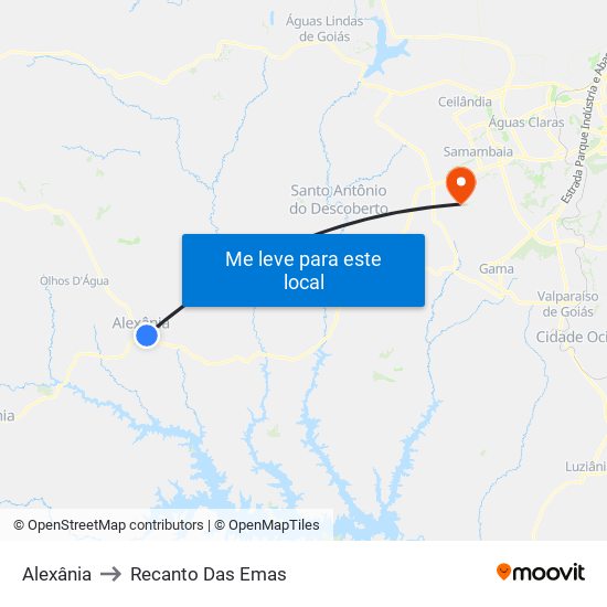 Alexânia to Recanto Das Emas map