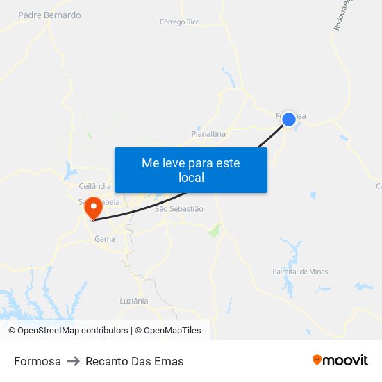 Formosa to Recanto Das Emas map