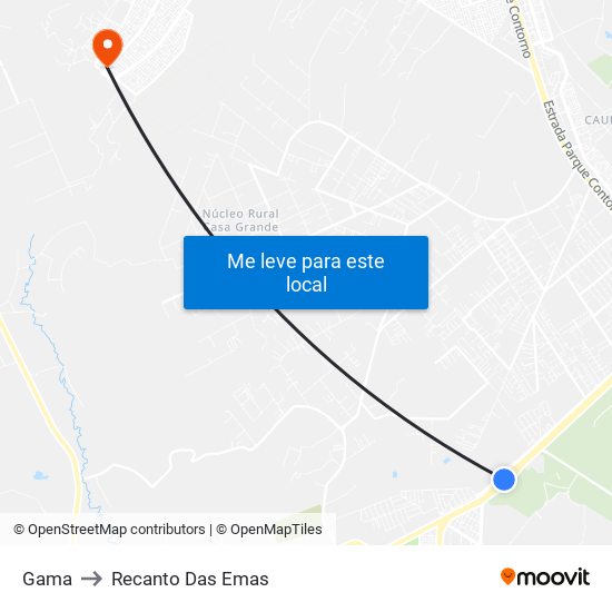 Gama to Recanto Das Emas map