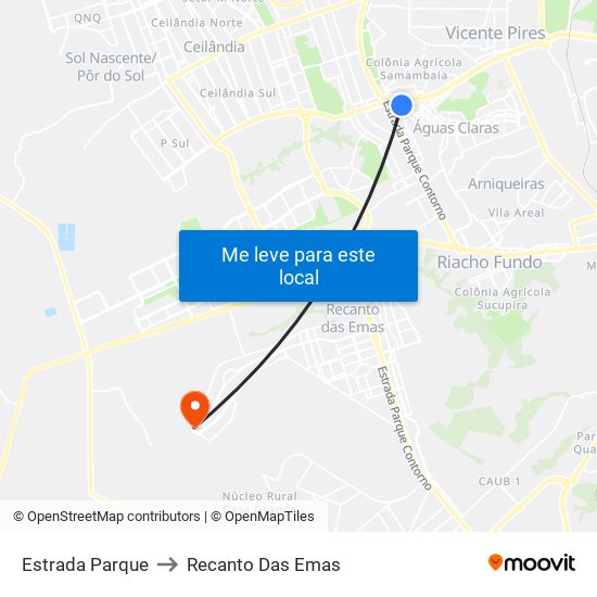 Estrada Parque to Recanto Das Emas map