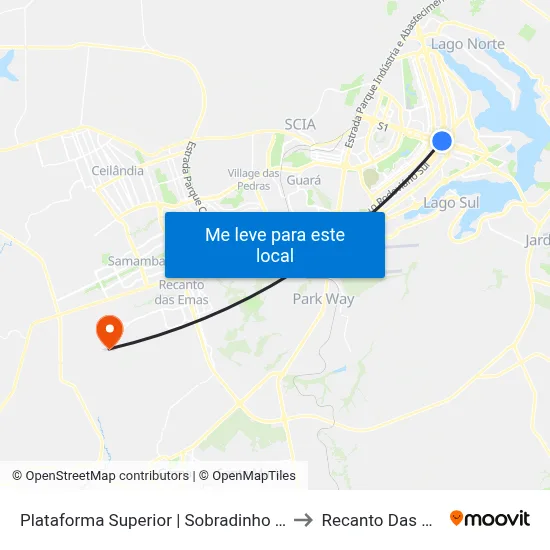 Plataforma Superior | Sobradinho / Varjão to Recanto Das Emas map