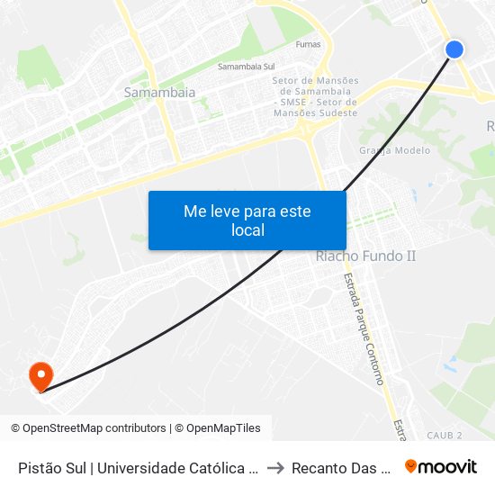 Pistão Sul | Universidade Católica / Estácio to Recanto Das Emas map