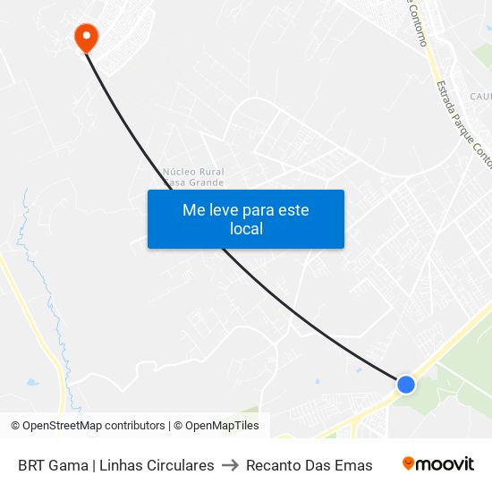 BRT Gama | Linhas Circulares to Recanto Das Emas map