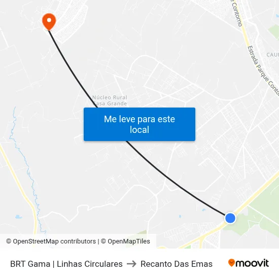 BRT Gama | Linhas Circulares to Recanto Das Emas map