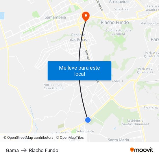 Gama to Riacho Fundo map