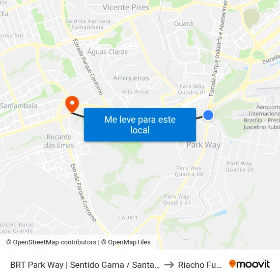BRT Park Way | Sentido Gama / Santa Maria to Riacho Fundo map