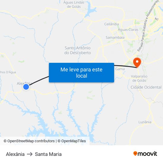 Alexânia to Santa Maria map