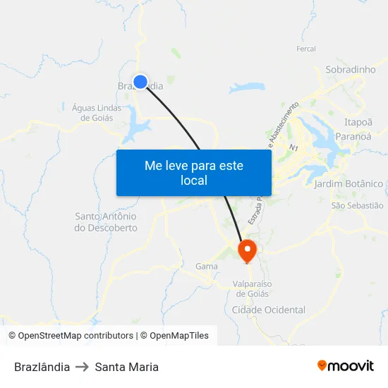 Brazlândia to Santa Maria map